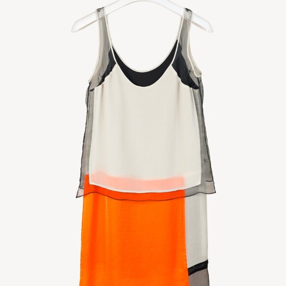 Helmut Lang SS/13 Sunburn & Black Colorblock Chroma Draped Dress - Picture 3 of 9